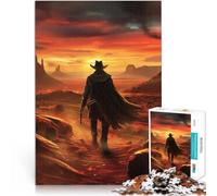 Cowboy Solitaire au Coucher du Soleil Puzzles de 1000 pièces pour Adultes Jeu de Casse-tête De Superbes Cadeaux et Jouets 38x26cm