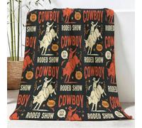Cowboy Taureau Douce Flanelle Couverture, Américain Rétro Confortable et Légère Couverture pour Lit Chaise Canapé Maison Bureau Voiture, Rouge Noir Couvertures pour Adultes et Enfants, 220 x 240 cm