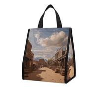 Cowboy Town - Sac à déjeuner isotherme pour homme et femme, grand sac d'épicerie réutilisable, grand sac isotherme étanche et pliable pour le travail, le camping, le pique-nique