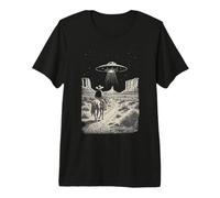 Cowboy UFO Alien Rencontre Cheval Rétro Western Desert T-Shirt Haut de Gamme