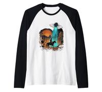Cowboy UFO Desert Encounter Rétro Western Alien Manche Raglan