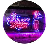 Cowboy Welcome to Las Vegas Beer Bar Pub Display Dual Color LED Enseigne Lumineuse Neon Sign Rouge et bleu 600 x 400mm st6s64-i3005-rb