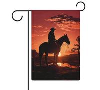 Cowboy West Drapeau de jardin 30,5 x 45,7 cm Double face Drapeau extérieur Drapeau floral Bienvenue Drapeaux de jardin saisonniers Décorations de vacances