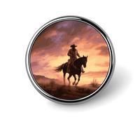 Cowboy West Épinglette ronde fantaisie pour femme Boutons et épingles en métal Broche mignonne Broche rétro Pinback Badge Mode Épingles pour chapeau, sacs à dos, cravate, costume, accessoire de fête