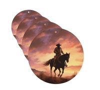Cowboy West Lot de 4 désodorisants amusants à suspendre pour voiture - Longue durée - Pour miroir - Cadeau pour homme et femme - Forme ronde