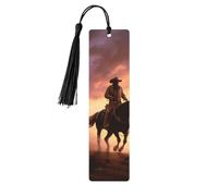 Cowboy West Lot de 5 marque-pages en bois avec pompons noirs faits à la main imprimés double face Accessoires de livre Cadeau pour les amateurs de livres pour femmes et hommes