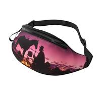 Cowboy West Sac banane pour homme et femme, sac banane en polyester imprimé pour voyage, marche, sport avec sangle réglable, Noir , Taille unique