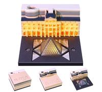 Cowenhey Calendrier de bureau 3D 2026 avec lumière LED - Arbre mémo 3D - Cadeau de Noël pour collègue - Décoration de bureau (Louvre)