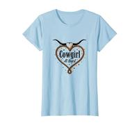 Cowgirl at Heart Western Rodeo Lasso Love Longhorn T-Shirt, Femme, Bleu Céleste, XL