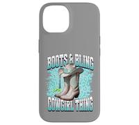 Cowgirl Boots with Classic Embroidered Boots & Bling Cowgirl Coque pour iPhone 14