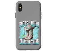 Cowgirl Boots with Classic Embroidered Boots & Bling Cowgirl Coque pour iPhone X/XS