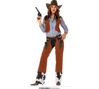 Cowgirl Costume de carnaval Costume de cow-boy de l'Ouest, Taille : 42 - 44 (L) Couleur : Marron