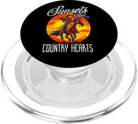 Cowgirl de Campagne chevauchant Un Cheval Sauvage, Cowgirl Vintage rétro PopSockets PopGrip pour MagSafe