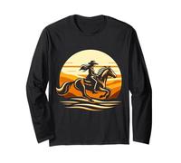 Cowgirl et Cheval - Riding Into The Sunset Manche Longue