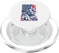 Cowgirl Occidentale Patriotique sur Cheval Drapeau des États-Unis PopSockets PopGrip pour MagSafe