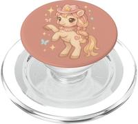 Cowgirl Poney Chapeau Rose Western Coquette Papillon Art PopSockets PopGrip pour MagSafe