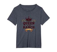Cowgirl Queen of The Ranch Western Royalty Est. 1873 T-Shirt, Femme Grandes Tailles, Bleu Chiné, 1X