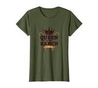 Cowgirl Queen of The Ranch Western Royalty Est. 1873 T-Shirt, Femme, Olive, XXL