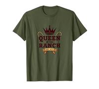 Cowgirl Queen of The Ranch Western Royalty Est. 1873 T-Shirt, Homme, Olive, XXL
