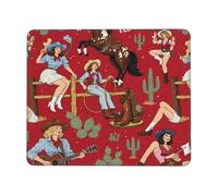 Cowgirl Sexy Et Rustique Américaine De L'Ouest Tapis De Souris Antidérapant Mouse Pad Bords Cousus Mousepad pour Travail Bureau Maison 25X30Cm
