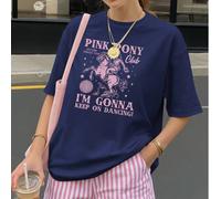 Cowgirl, T-shirt d'été décontracté oversize avec imprimé western prince poney rose pour femmes grandes tailles, t-shirt graphique, tissu doux, Top d'extérieur, motif imprimé, t-shirt d'été, t-shirt fe