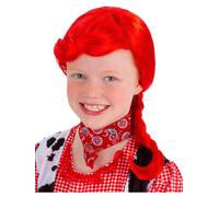 Cowgirl Tresse Perruque Rouge Déguisement Cowboy Accessoire Pli Enfants Filles