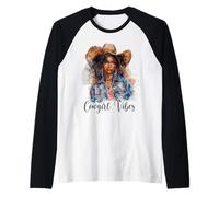 Cowgirl Vibes Melanin Cowgirls African American Manche Raglan
