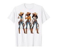 Cowgirl Western Country Texas Rodeo Noir Afro-Américain T-Shirt