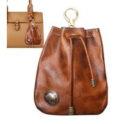 Cowhide Purse Sac de rangement rétro en cuir pour homme et femme, Café foncé, Consulte la descripción, Voir description