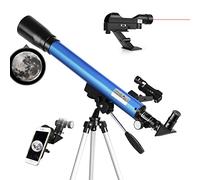 Cowiewie Télescope F60050M/5, agrandissement 18 x et 60 x télescope astronomique avec trépied en aluminium, montre la lune, cadeaux de Noël d'anniversaire pour enfants