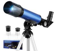 Cowiewie Télescope pour enfants, astronomie spatiale extérieure, débutants, comprend deux oculaires, lunette de repérage réfracteur portable avec trépied, cadeaux