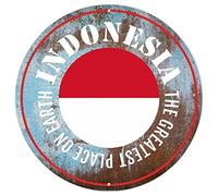 CowkissSign Plaque en métal avec drapeau de l'Indonésie « The Greatest Places on Earth » - Cadeau souvenir de campagne - Vintage - Pour porche d'entrée - 22,9 x 22,9 cm