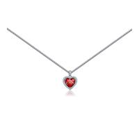 Cowlyn Collier avec pendentif en forme de cœur Forever Love - Pierre de naissance synthétique - Oxyde de zirconium rouge - Chaîne en or 18 carats - Breloque délicate pour anniversaire, Saint-Valentin