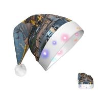 COWMGHLDFL Chapeau de Père Noël Adulte Chapeaux de Noël pour Hommes Femmes Nuit Paris Eiffel Père Noël Chapeaux Chapeau de Noël Chapeau de Vacances pour Nouvel An