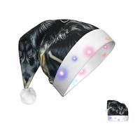 COWMGHLDFL Chapeau de Père Noël pour adulte - Chapeaux de Noël pour homme et femme - Berger allemand noir - Chapeau de Père Noël pour le Nouvel An