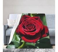 COWMGHLDFL Couverture de lit douce et confortable de 203,2 x 152,4 cm, réversible, en peluche, belle couverture en flanelle, rose rouge, jeté chaud et confortable pour canapé, lit