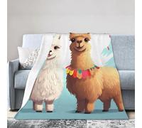 COWMGHLDFL Couverture de lit douce et confortable, réversible, en peluche, motif lama, alpaga, jeté chaud et confortable pour canapé, lit (101,6 x 76,2 cm)