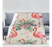 COWMGHLDFL Couverture réversible en peluche douce et confortable pour canapé, camping, toutes saisons, 280 g, motif flamant rose aquarelle