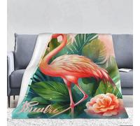 COWMGHLDFL Couverture réversible en peluche douce et confortable pour canapé, camping, toutes saisons, 280 g, motif flamant rose tropical