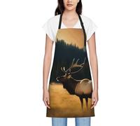 COWMGHLDFL Tabliers de cuisine réglables pour homme et femme avec 2 poches Motif arc-en-ciel Gay Pride, Elk In The Meadow, taille unique