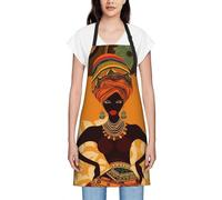 COWMGHLDFL Tabliers de cuisine réglables pour homme et femme avec 2 poches Motif éléphant bohème, Femme africaine., taille unique