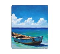 COWMGHLDFL Tapis de souris bateau sur l'océan pour souris sans fil, tapis de clavier d'ordinateur avec tapis de bureau carré en caoutchouc antidérapant pour bureau et ordinateur portable