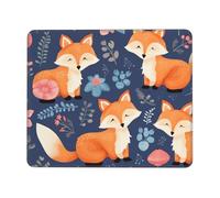 COWMGHLDFL Tapis de souris mignon animal renard fleur tapis de souris pour souris sans fil tapis de clavier d'ordinateur avec caoutchouc antidérapant tapis de bureau carré pour bureau ordinateur