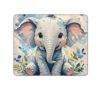 COWMGHLDFL Tapis de souris mignon éléphant aquarelle pour souris sans fil, tapis de clavier d'ordinateur avec caoutchouc antidérapant tapis de bureau carré pour bureau et ordinateur portable