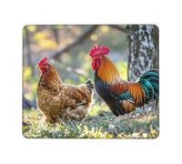 COWMGHLDFL Tapis de souris pour souris sans fil avec caoutchouc antidérapant - Motif coq et poule - 21,1 x 26,2 cm