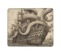 COWMGHLDFL Tapis de souris pour souris sans fil en caoutchouc antidérapant - Motif pieuvre pirate - 21,1 x 26,2 cm