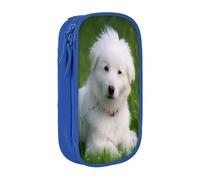 COWMMWOC Bichon On The Grass Grande trousse à crayons de grande capacité, sac de rangement multifonctionnel, tissu polyester Oxford durable avec double fermeture éclair, 21 x 10,5 x 5 cm, 3D., Taille