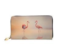 COWMMWOC Flamingo Portefeuille en cuir avec fermeture éclair pour femme Grande capacité avec plusieurs poches pour cartes de crédit, espèces, pièces de monnaie, 3D, Taille unique