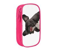 COWMMWOC Grande trousse à crayons avec motif bouledogue français, grande capacité, sac de rangement multifonctionnel, tissu polyester Oxford durable avec double fermeture éclair, 21 x 10,5 x 5 cm, 3D