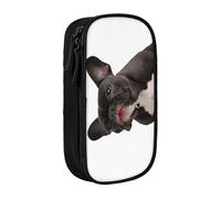 COWMMWOC Grande trousse à crayons avec motif bouledogue français, grande capacité, sac de rangement multifonctionnel, tissu polyester Oxford durable avec double fermeture éclair, 21 x 10,5 x 5 cm, 3D